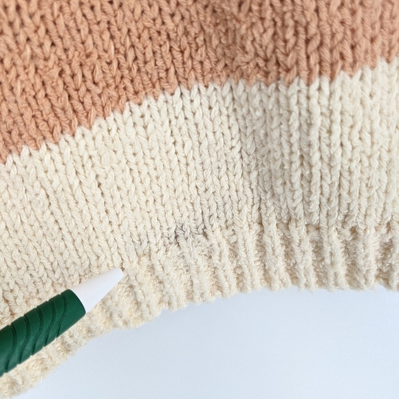 J Crew Mixed Stripe Pullover Knit Sweater Cotton Linen Nylon Blend Peach/Ivory S - Picture 4 of 11